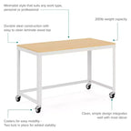 Bureau mobile en métal de 122 cm de large pour bureau à domicile avec plateau en érable
