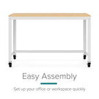Bureau mobile en métal de 122 cm de large pour bureau à domicile avec plateau en érable