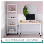 Bureau mobile en métal de 122 cm de large pour bureau à domicile avec plateau en érable