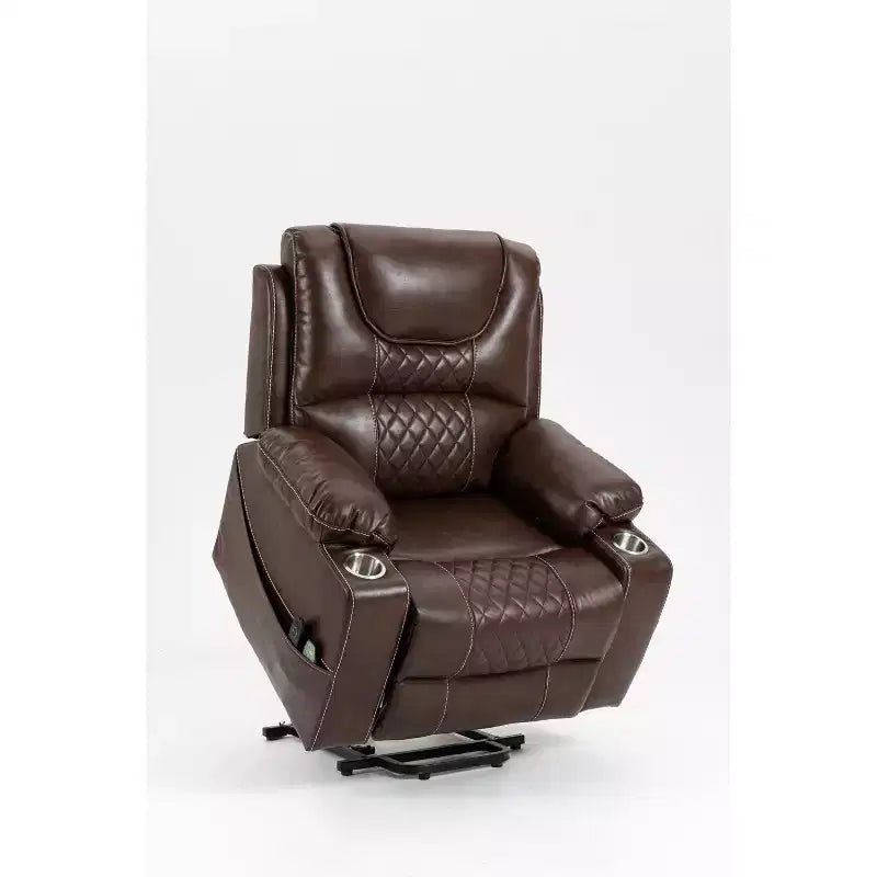 Fauteuil releveur électrique en cuir synthétique/velours, fauteuil relax inclinable électrique pour personnes âgées