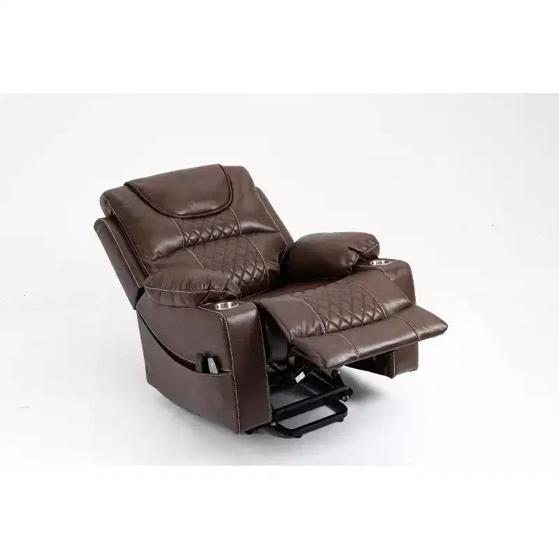 Fauteuil releveur électrique en cuir synthétique/velours, fauteuil relax inclinable électrique pour personnes âgées