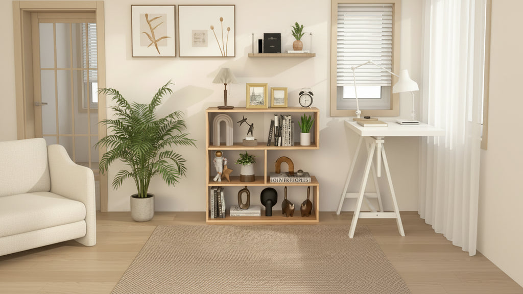 Étagère 3 niveaux concave/convexe, organisateur de pièce avec dispositif anti-basculement, autoportante
