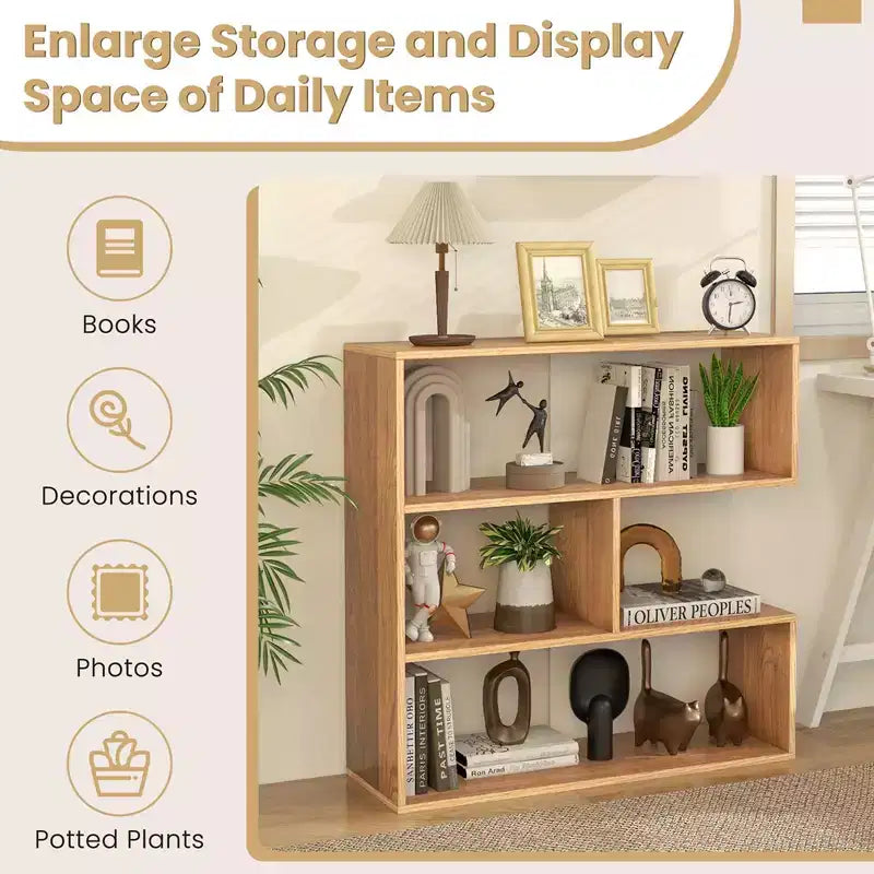 Étagère 3 niveaux concave/convexe, organisateur de pièce avec dispositif anti-basculement, autoportante