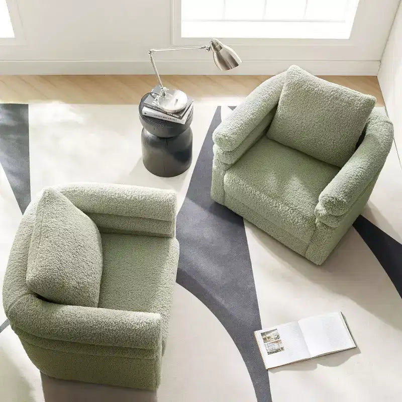 Chaise pivotante moderne avec deux oreillers