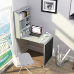 Table murale rabattable convertible en bureau avec tableau noir/ardoise Noir/Marron/Blanc/Gris