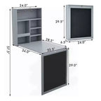 Table murale rabattable convertible en bureau avec tableau noir/ardoise Noir/Marron/Blanc/Gris