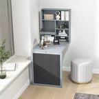 Table murale rabattable convertible en bureau avec tableau noir/ardoise Noir/Marron/Blanc/Gris