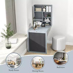 Table murale rabattable convertible en bureau avec tableau noir/ardoise Noir/Marron/Blanc/Gris