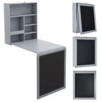 Table murale rabattable convertible en bureau avec tableau noir/ardoise Noir/Marron/Blanc/Gris