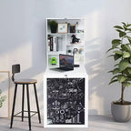 Table murale rabattable convertible en bureau avec tableau noir/ardoise Noir/Marron/Blanc/Gris