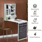 Table murale rabattable convertible en bureau avec tableau noir/ardoise Noir/Marron/Blanc/Gris