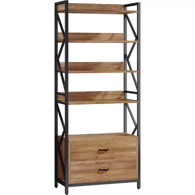Lantine 70.8 2 Drawers 5 Shelf Open Bookcase