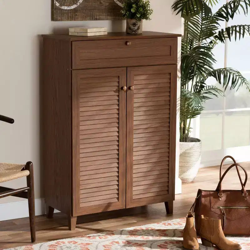 Meuble de rangement pour chaussures en bois avec tiroir et étagère