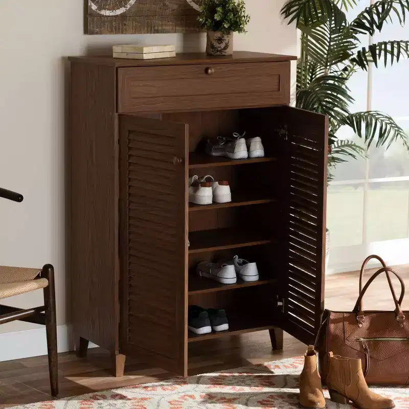 Meuble de rangement pour chaussures en bois avec tiroir et étagère