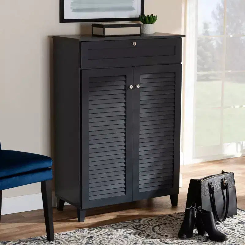 Meuble de rangement pour chaussures en bois avec tiroir et étagère