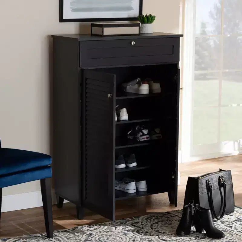 Meuble de rangement pour chaussures en bois avec tiroir et étagère
