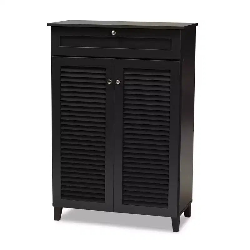 Shelf Wood Shoe Storage Cabinet with Drawer Coolidge - Baxton Studio