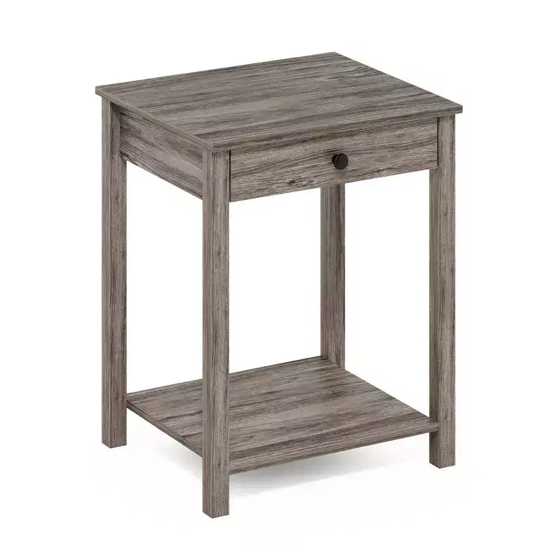 Table d'appoint de canapé Mid-Century avec tiroir et étagère ouverte, chêne rustique