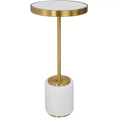 Uttermost Laurier 12W White Brushed Brass Round Drink Table