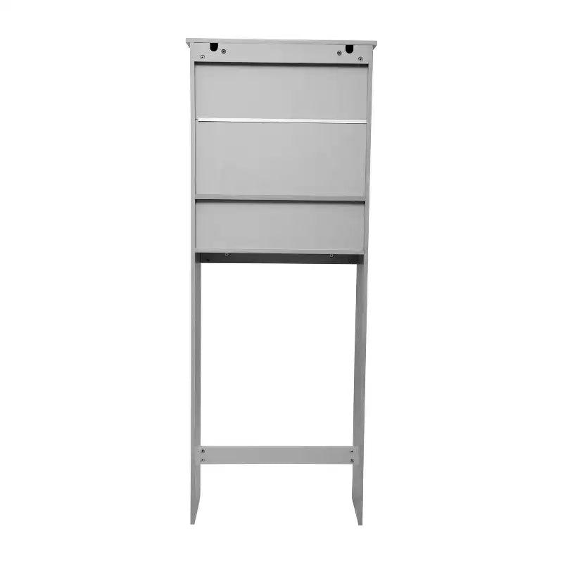 Meuble de rangement de salle de bain au-dessus des toilettes avec portes à fermeture magnétique, étagère réglable et étagère inférieure ouverte