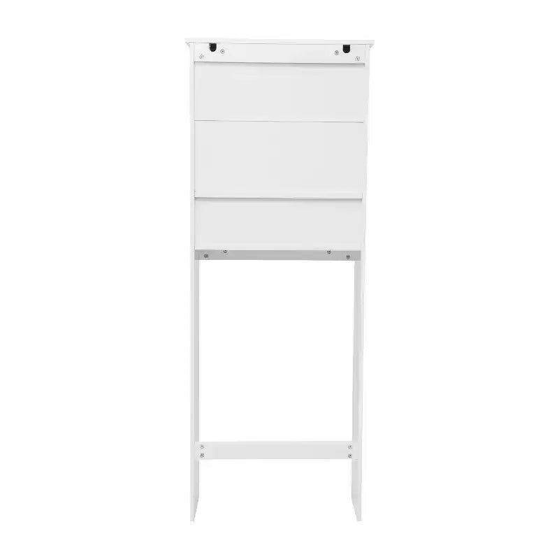 Meuble de rangement de salle de bain au-dessus des toilettes avec portes à fermeture magnétique, étagère réglable et étagère inférieure ouverte