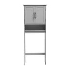 Meuble de rangement de salle de bain au-dessus des toilettes avec portes à fermeture magnétique, étagère réglable et étagère inférieure ouverte