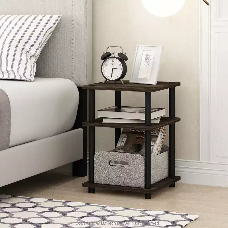Table d'appoint/de chevet à 3 niveaux, montage facile, étagère multifonctionnelle ouverte pour salon et chambre