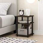 Table d'appoint/de chevet à 3 niveaux, montage facile, étagère multifonctionnelle ouverte pour salon et chambre