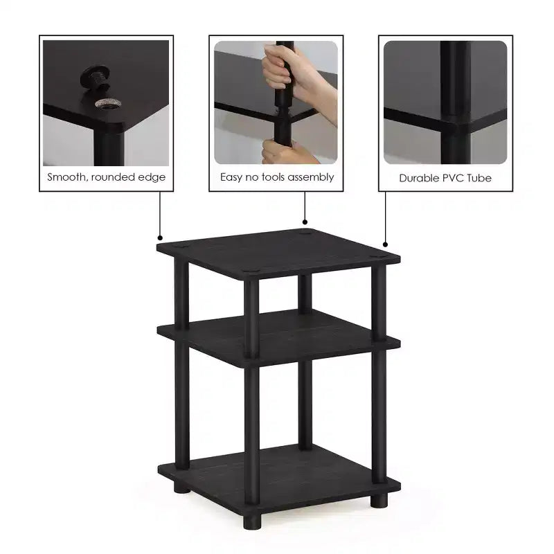 Table d'appoint/de chevet à 3 niveaux, montage facile, étagère multifonctionnelle ouverte pour salon et chambre