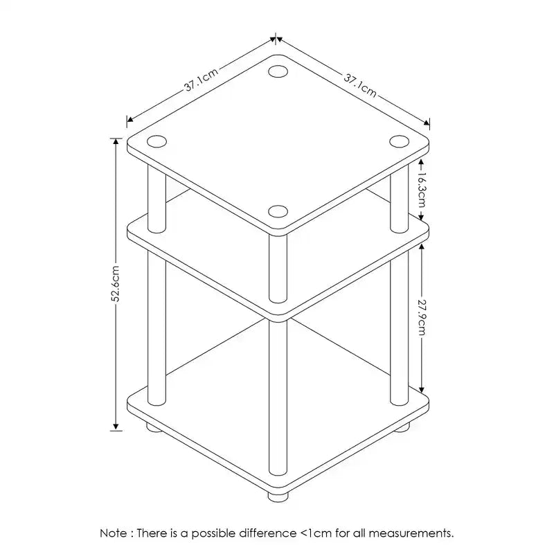 Table d'appoint/de chevet à 3 niveaux, montage facile, étagère multifonctionnelle ouverte pour salon et chambre