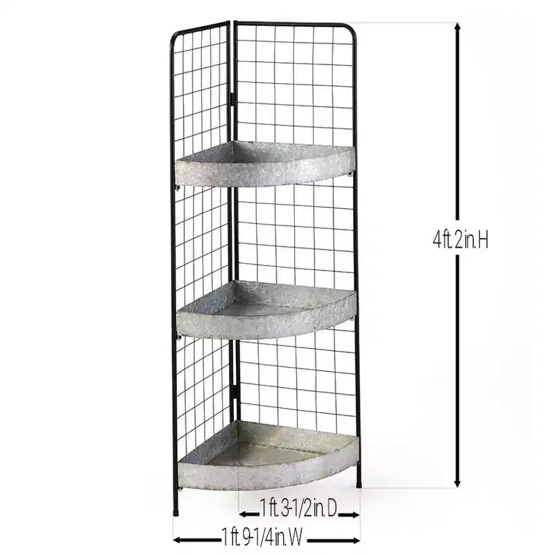 Étagères d'angle métalliques à 3 niveaux
