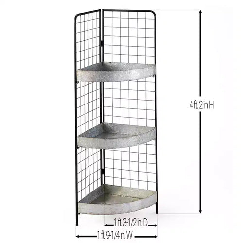 Étagères d'angle métalliques à 3 niveaux