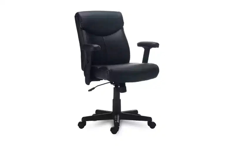 Alera Alera Harthope Leather Task Chair, Supports Up to 275 lb, Black Seat/Back, Black Base