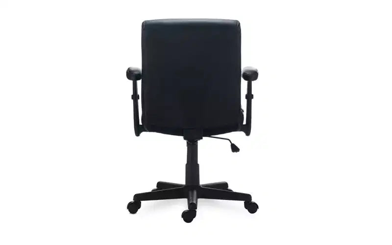 Chaise de travail en cuir, supporte jusqu'à 125 kg, assise/dossier noir, piètement noir