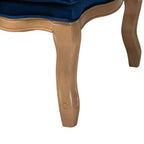 Fauteuil d'appoint avec tissu traditionnel bleu marine et accents en bois de chêne français