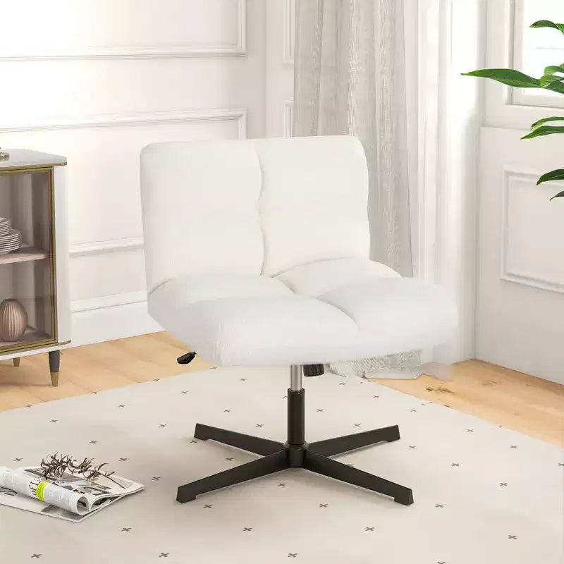 Chaise de bureau sans accoudoirs Chaise de vanité pivotante avec hauteur réglable Gris/Marron/Beige