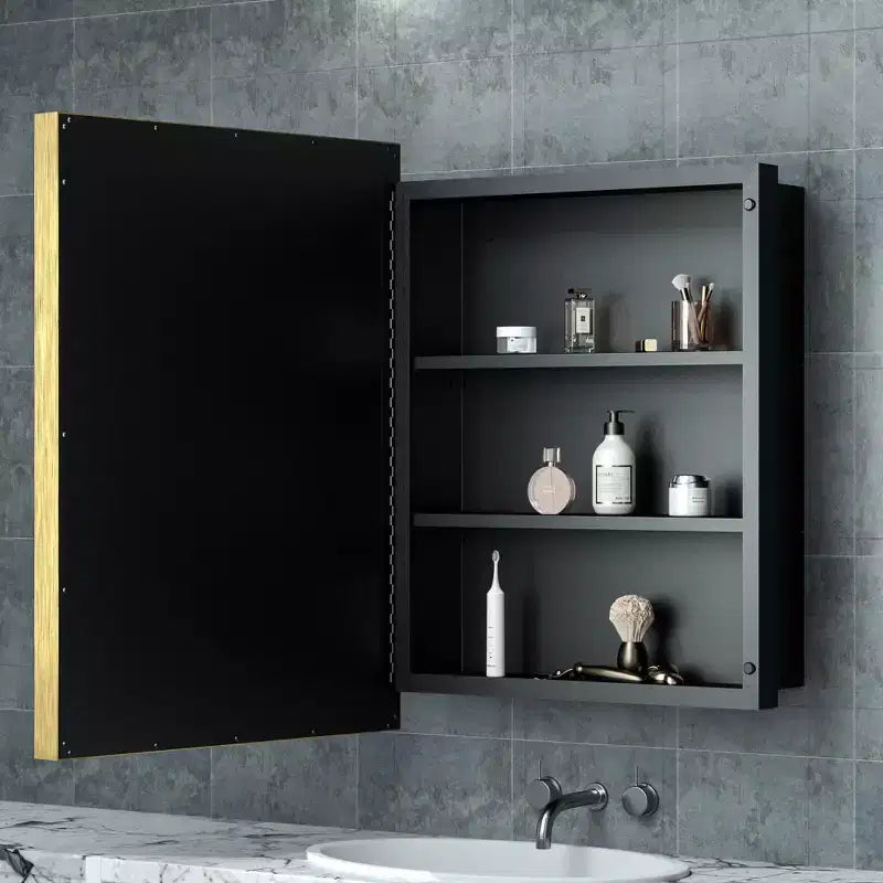 Armoire à pharmacie encastrée/en surface rectangulaire à cadre métallique de 21 po l x 27 po H avec miroir