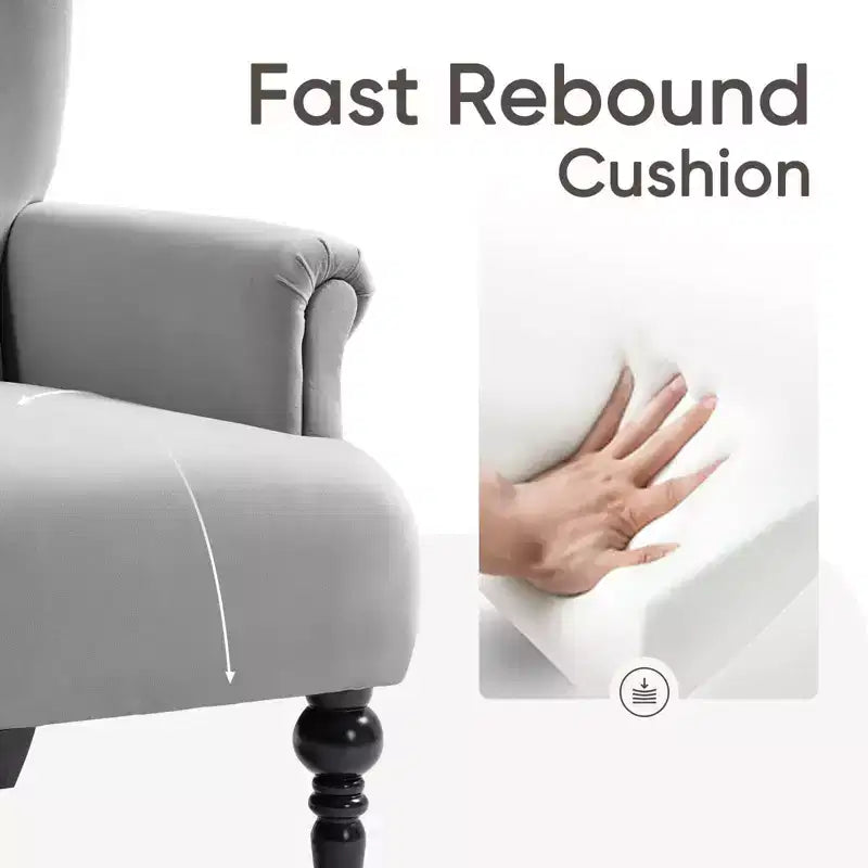 Fauteuil à oreilles en velours de 31 po de large