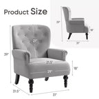 Fauteuil à oreilles en velours de 31 po de large