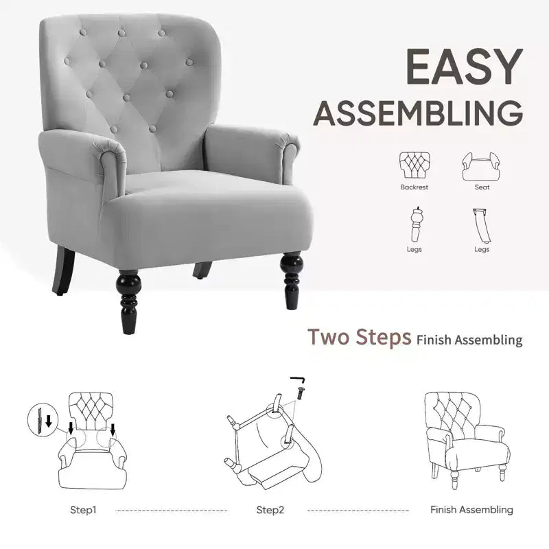 Fauteuil à oreilles en velours de 31 po de large