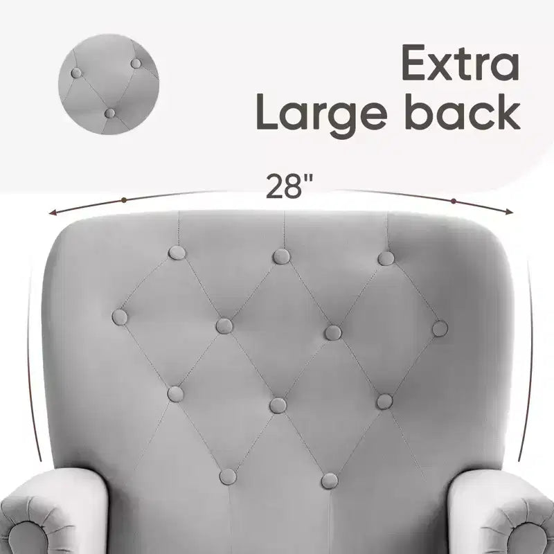 Fauteuil à oreilles en velours de 31 po de large