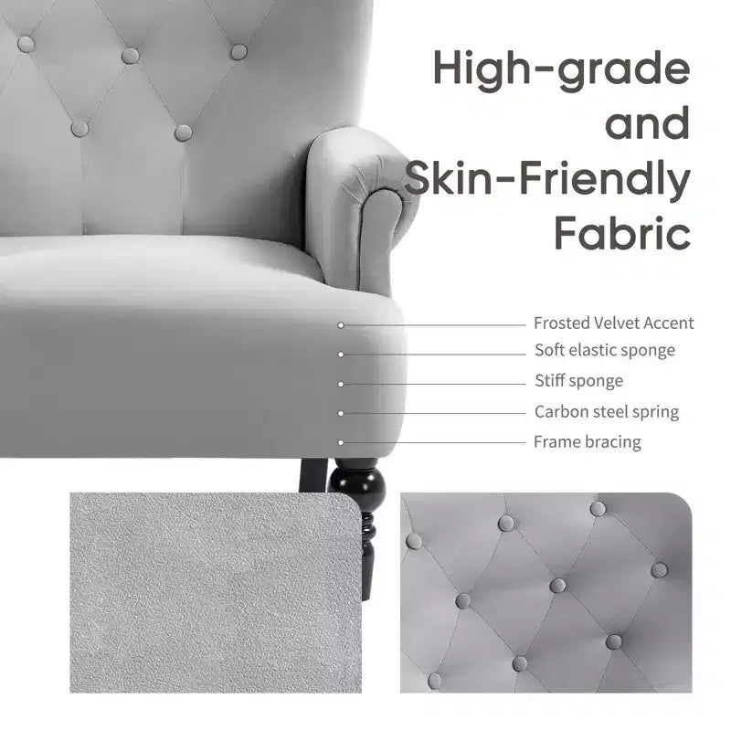 Fauteuil à oreilles en velours de 31 po de large