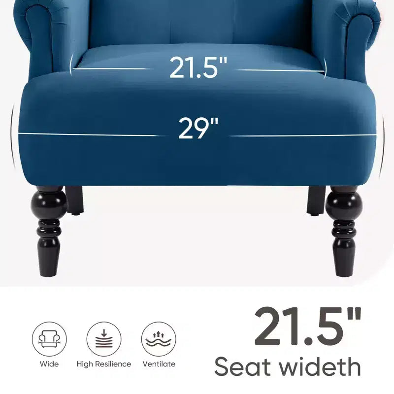 Fauteuil à oreilles en velours de 31 po de large