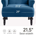 Fauteuil à oreilles en velours de 31 po de large