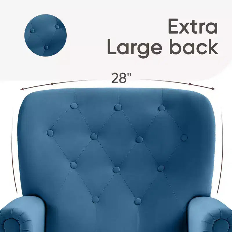 Fauteuil à oreilles en velours de 31 po de large