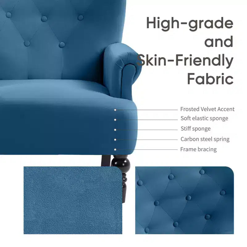 Fauteuil à oreilles en velours de 31 po de large