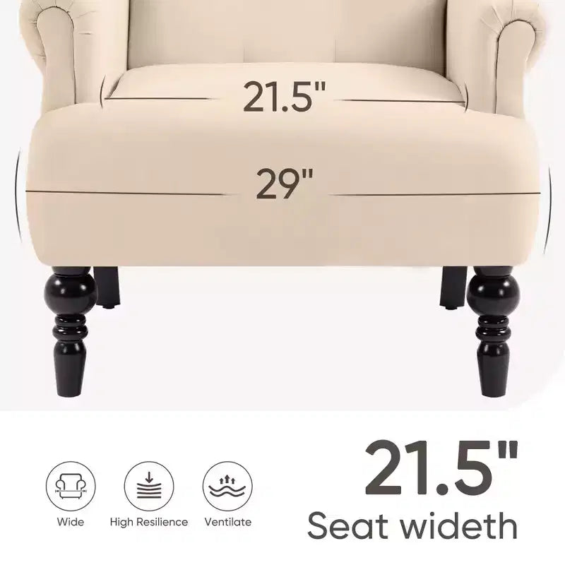 Fauteuil à oreilles en velours de 31 po de large