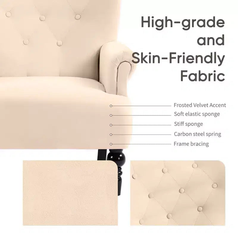 Fauteuil à oreilles en velours de 31 po de large