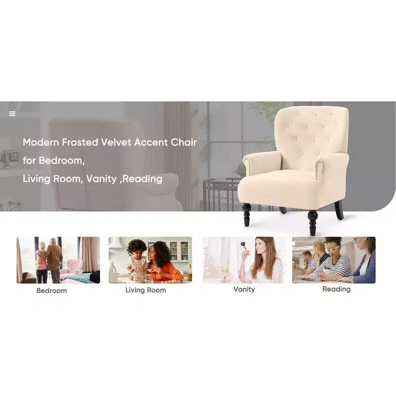 Fauteuil à oreilles en velours de 31 po de large