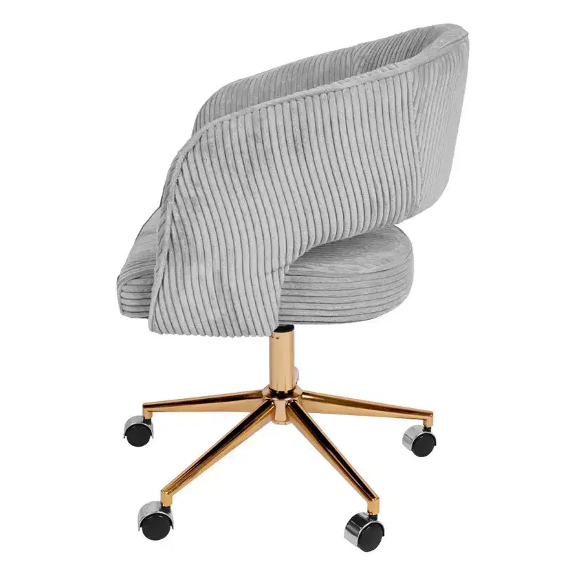 Chaise de bureau pivotante réglable en velours côtelé